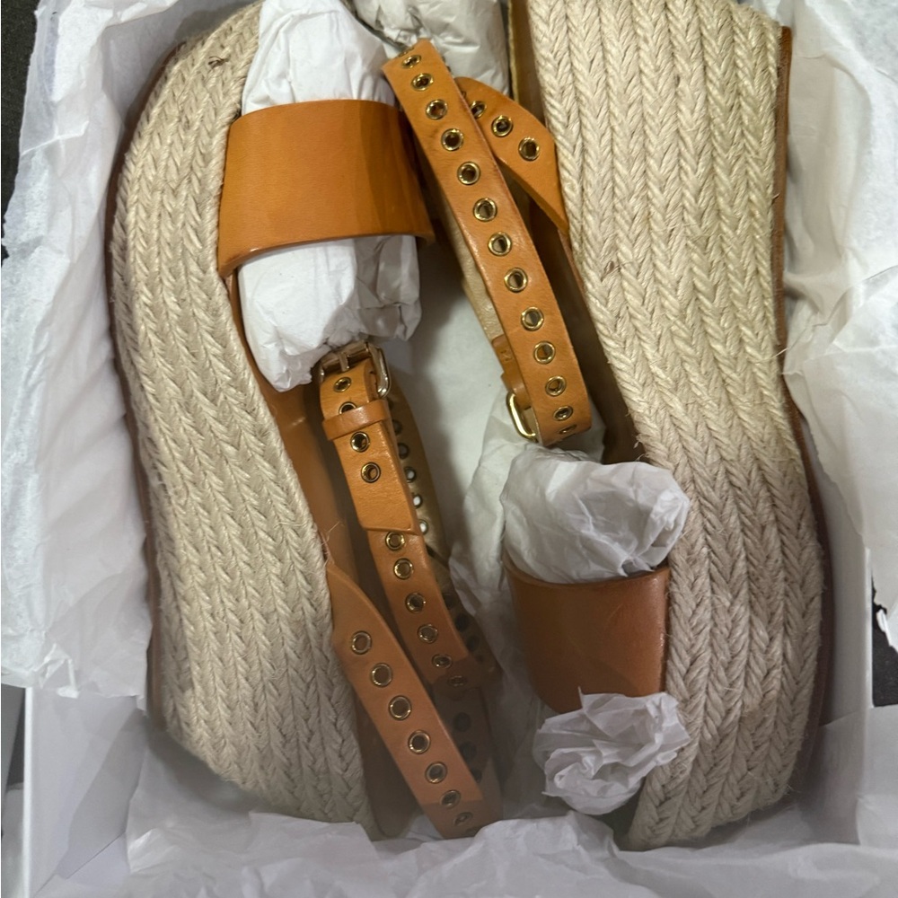 NIB Isabel Marantz Melyz Leather Messer Espadrilles Leather  Platform Sandals 40